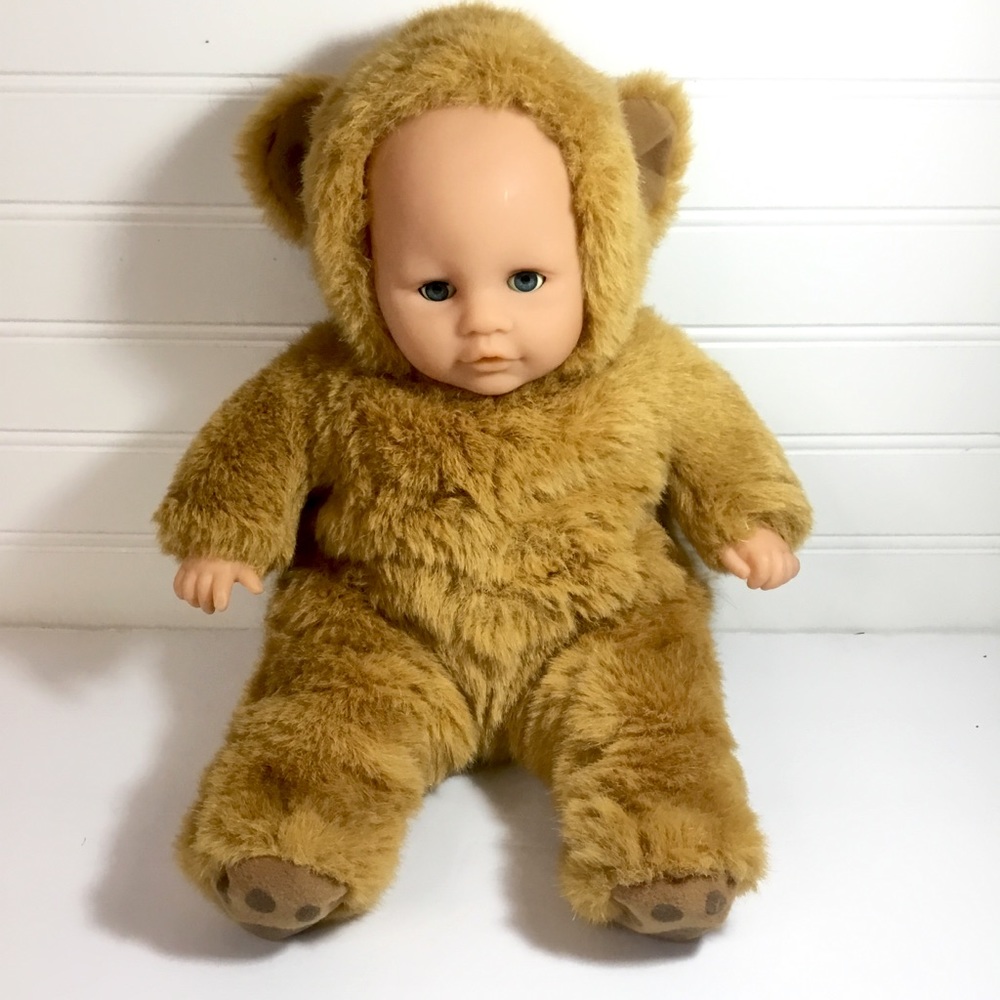 Baby Doll In Teddy Bear Plush Costume Outfit Vintage Simba Toys Brand Soft Body
